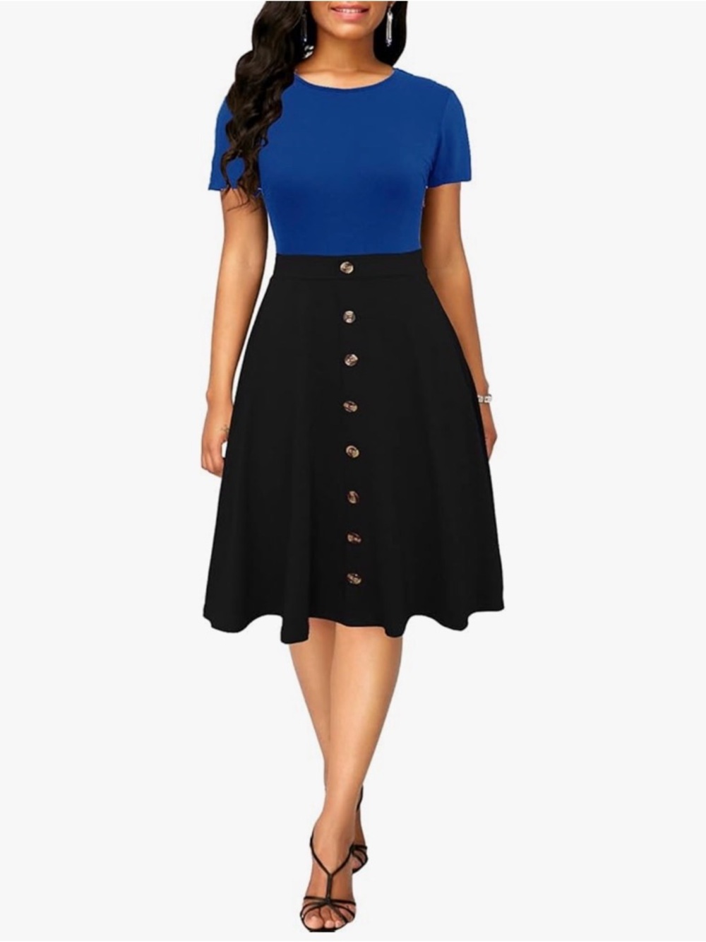 Women’s Button-Front A-Line Skirt in Black